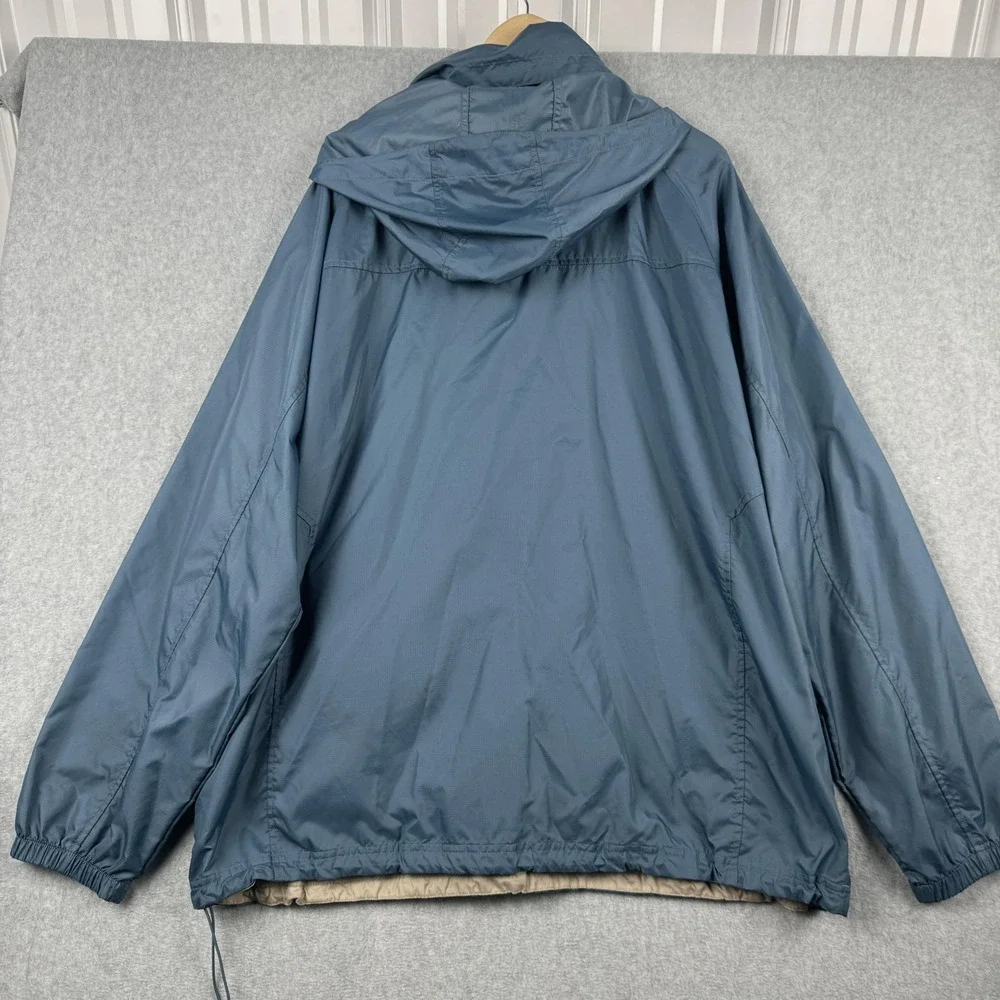 LL Bean Jacket Mens XL Tall Blue‎ Windbreaker Anorak Ripstop 1/2 Zip Hood ODSX9